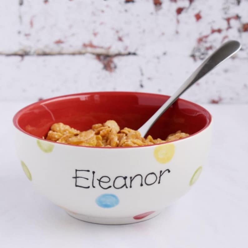Personalised Spotty Dotty Cereal Bowl image 1