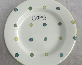 Personalised Spotty Dotty Dinner Plate