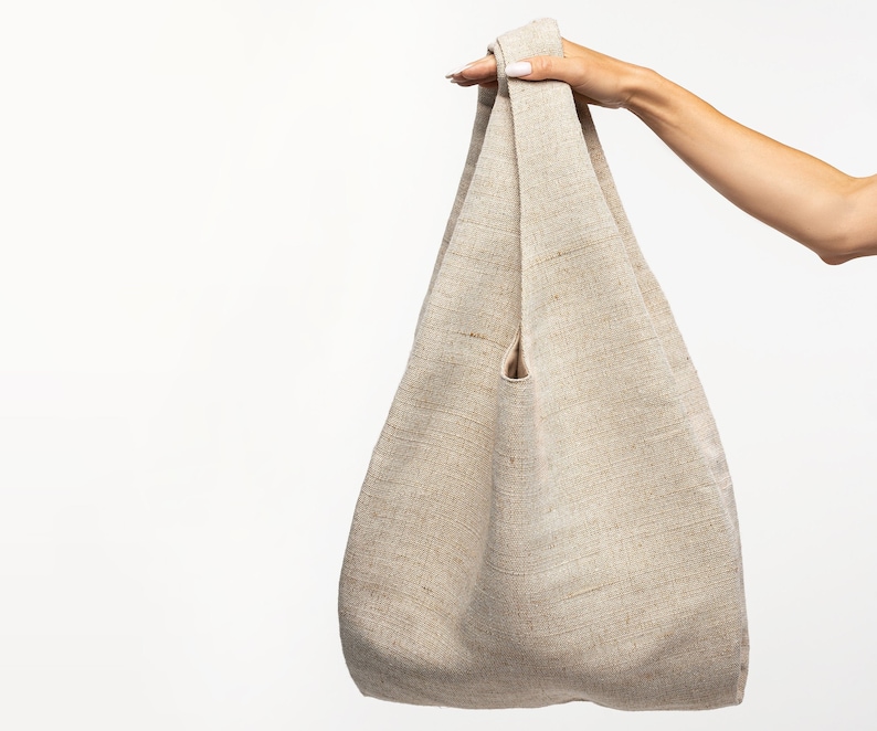 Beige shopper bag Tote bag made of natural materials Handmade bag with jute \u0421anvas bag Stylish shopper bag.Extra large bag