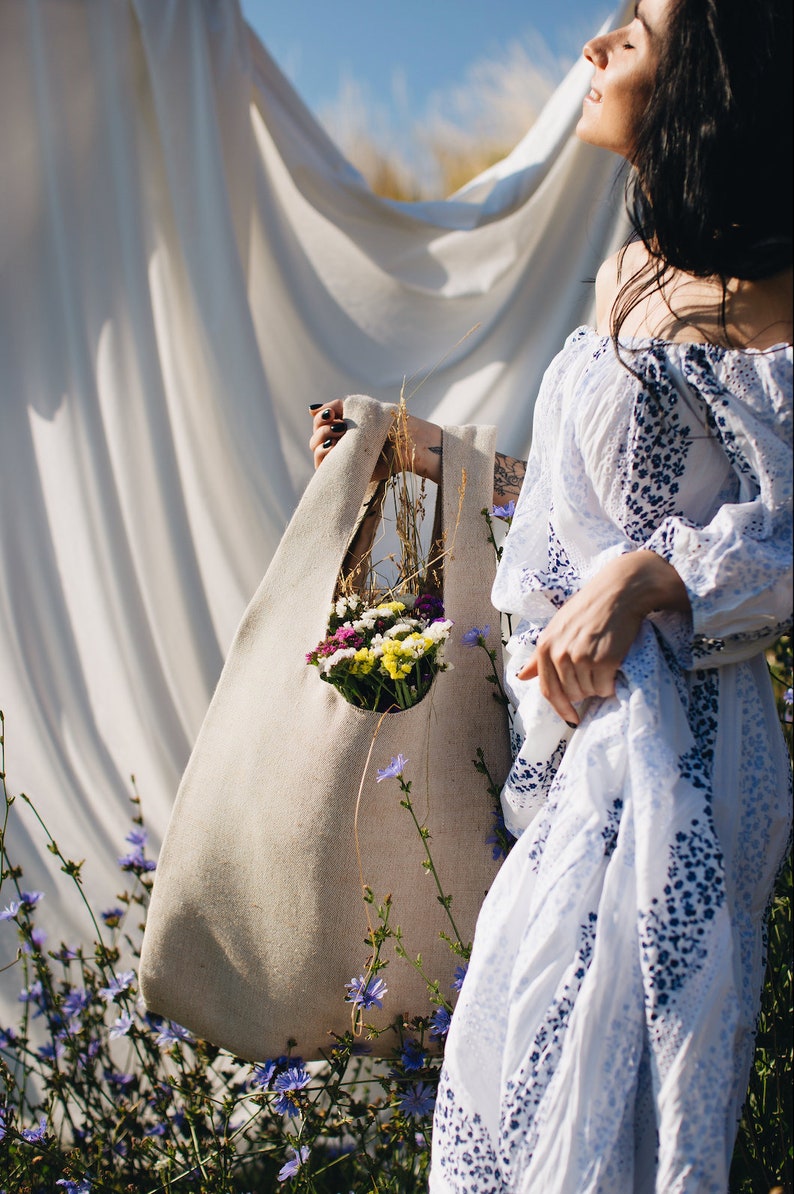 Beige shopper bag Tote bag made of natural materials Handmade bag with jute \u0421anvas bag Stylish shopper bag.Extra large bag