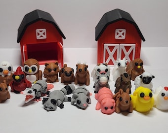 Farm Animal Fidget Toy Set: Barn Container & 10 Mini Figures