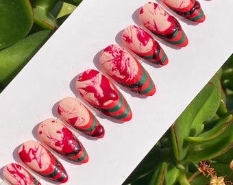 Hand Painted Nightmare on Elm Street Freddy Krueger inspired press on nails