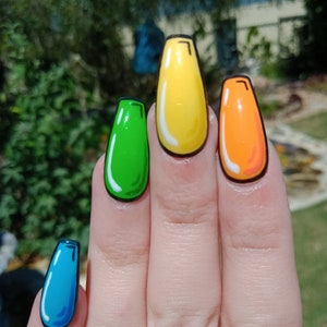Hand painted Pop art comic press on nails