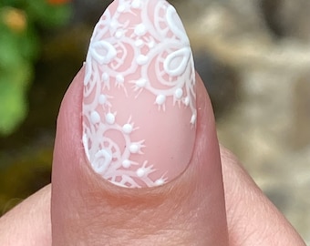 Hand painted lace press on nails