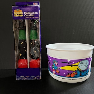 Vintage McDonald’s Halloween Trick or Treat Happy Meal Pail Buck and Pumpkin Time Halloween Candles