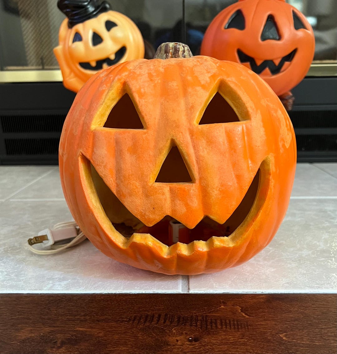 Vintage Halloween Pumpkin Gemmy Foam Blow Mold Jack O Lantern Pumpkin ...