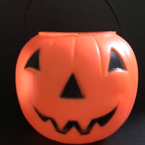 Vintage Halloween General Foam Plastics Pumpkin Candy Pail Bucket Blow Mold