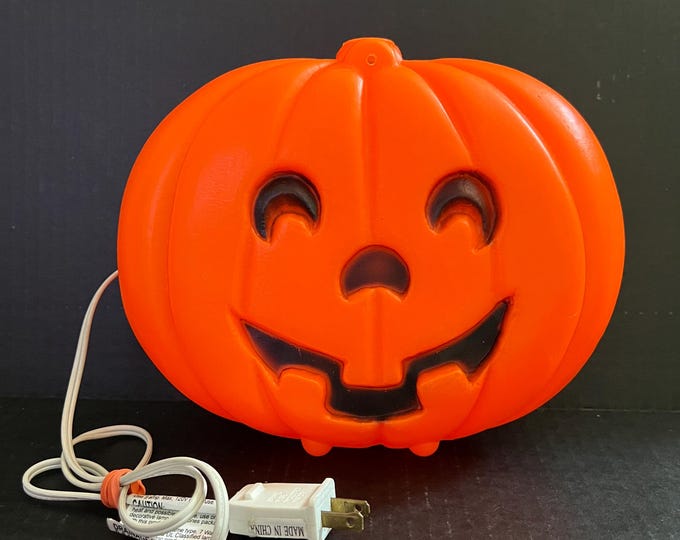 Vintage Halloween Blinky Glow Lite Blow Mold Jack O Lantern Pumpkin ...