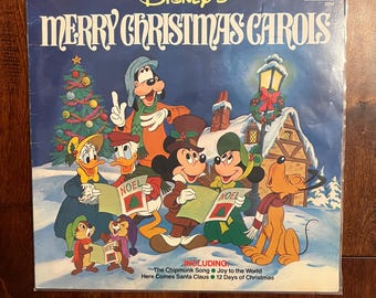 Vintage Vinyl Disney’s Merry Christmas Carols Disnelyand Record LP Album 1970’s Mickey Mouse Donald Duck Goofy Chip n Dale Daisy Minnie
