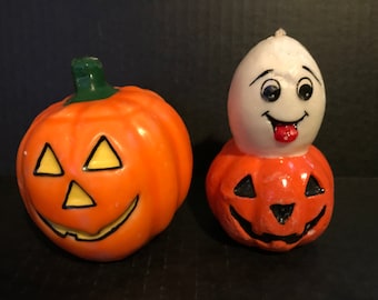 Rare Vintage Halloween Ghost Pumpkin and Jack O Lantern Candles