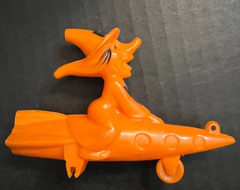 Vintage Halloween ROSBRO Witch on Rocket Candy Container 1950's - Etsy