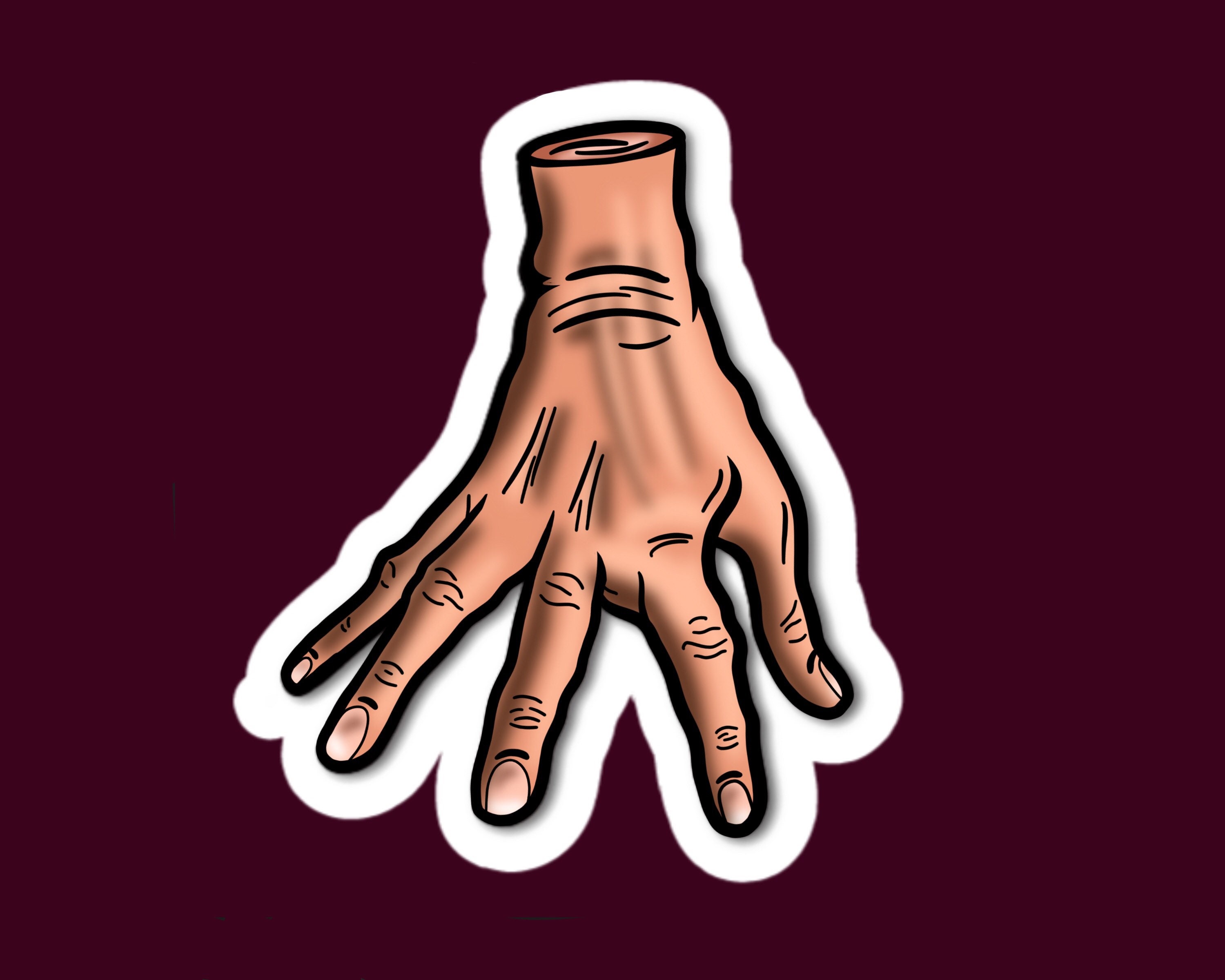 THING T. Thing Hand Character From the ADDAMS Wednesday Family Hand Drawing  Halloween Spooky Fall Character Sticker -  Norway