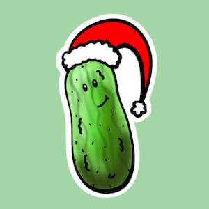 Cachez les cornichons de Noël en saison Bonnet de Noel pour les vacances d'hiver Cadeau bâillon drôle Tradition Sticker et/ou marque-page pour bas de Noël