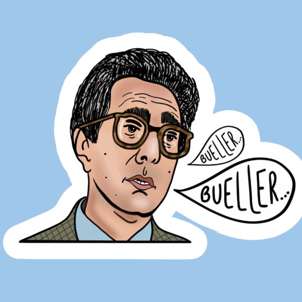 BUELLER Ferris Bueller’s Day Off Ben Stein 1980’s 80’s Teen Comedy Movie Quote Funny Weatherproof Laptop Sticker