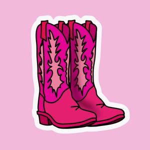 STIVALI DA COWBOY ROSA Disegno carino di ragazza da cowboy, da rodeo e da country, ragazza femminile, adesivo dolce rosa chiaro e scuro