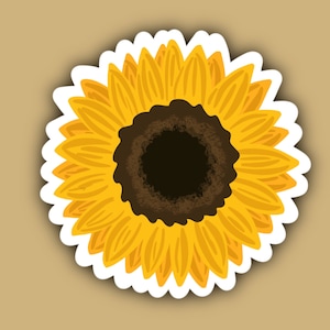 Pegatina y/o marcapáginas bonito con diseño floral amarillo de GIRASOL para verano