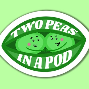 TWEE ERWTEN in een POD Koppels Besties Best Friends Love Sticker en/of bladwijzer