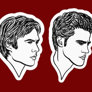 DAMON e STEFAN Salvatore The Vampire Diaries Brothers TVD Delena Stelena Programa de TV Desenho de personagem Vampiros Adesivo