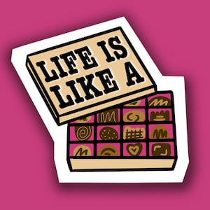 La vida es como una caja de bombones Pegatina y/o marcapáginas de la película Forrest Gump de Tom Hanks