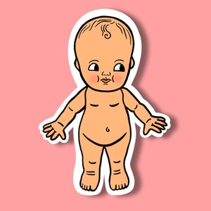 MUÑECA KEWPIE Muñeca bebé vintage Pegatina y/o marcapáginas nostálgico retro