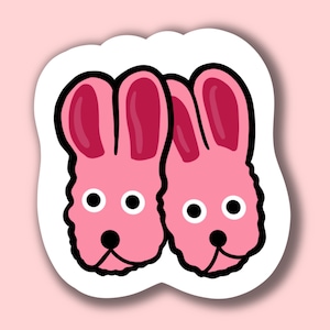 Rosa Osterhase Hausschuhe A Weihnachtsgeschichte Film Nostalgische Weihnachten Urlaub Tradition Geschenk Stocking Stuffer Aufkleber und oder Lesezeichen