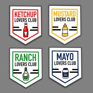 CONDIMENT LOVERS CLUB - Ketchup, mosterd, mayo, Ranch Lover's Club sticker en/of bladwijzer