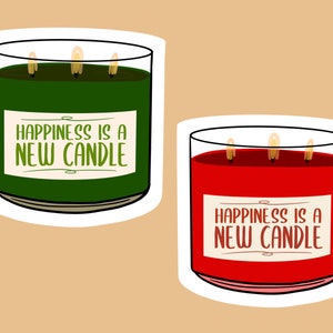 LA FELICIDAD es una VELA NUEVA Regalo navideño de invierno rojo y/o verde Calcetín de Navidad Calcomanía y/o marcapáginas de temporada anual