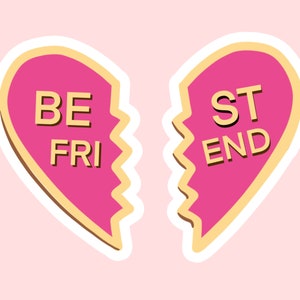 2 BESTE VRIENDENHARTEN Stickerset Throwback Vriendencadeau Roze of blauw Beste vrienden Hart Valentijnsdag BFF's Vday-sticker