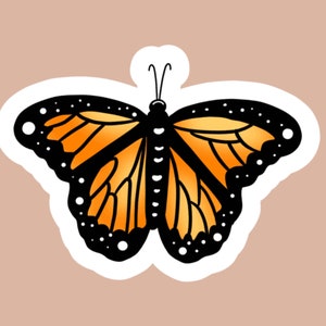 BORBOLETA MONARCA Laranja Amarelo Preto Branco Memorial Espiritual À Prova de Intempéries Adesivo para Laptop