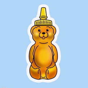 Adesivo de tubo de compressão amarelo e laranja HONEY BEAR CONTAINER Cute Cutesy Hunny Sweet