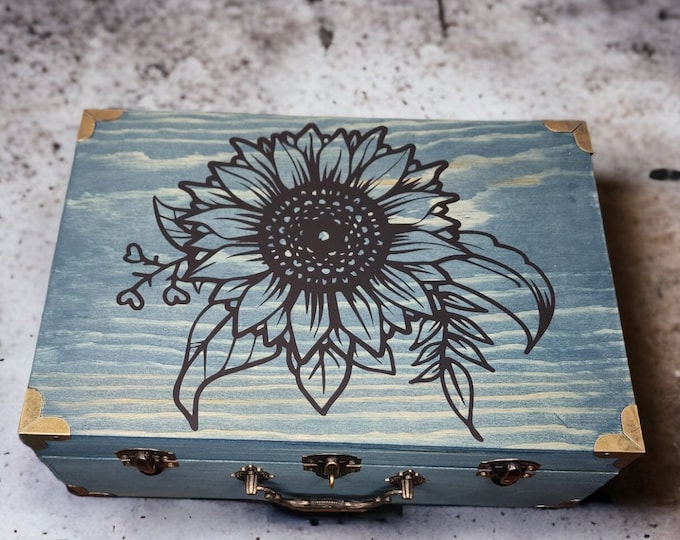 Featured listing image: Sunflower Memory Box / Urn / Stash Box
