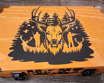 Hunting Large Stash Box / Memory Box / Wooden Urn / Large Wooden Box / Personalized Gift / Custom Memorial Urn