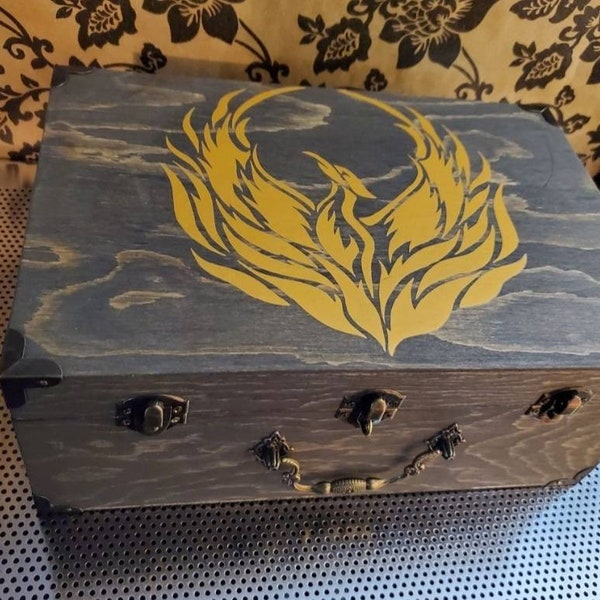 Rising Phoenix Stash Box / Memorial Keepsake Box / Human Ash Box