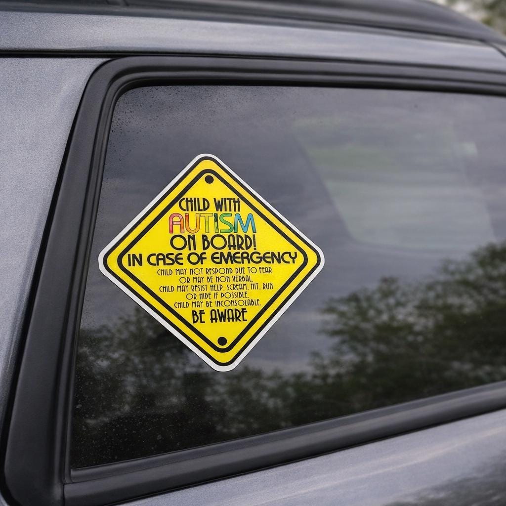 Autism Safety Car Sticker | Child With Autism Emergency Alert Decal ...