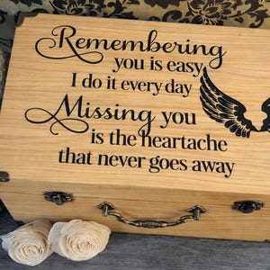 Personalized Memorial Urn Box, Wooden Remembrance Box for Ashes, Custom Memory Box for Loved One Lost, Bereavement Gift, Keepsake Box