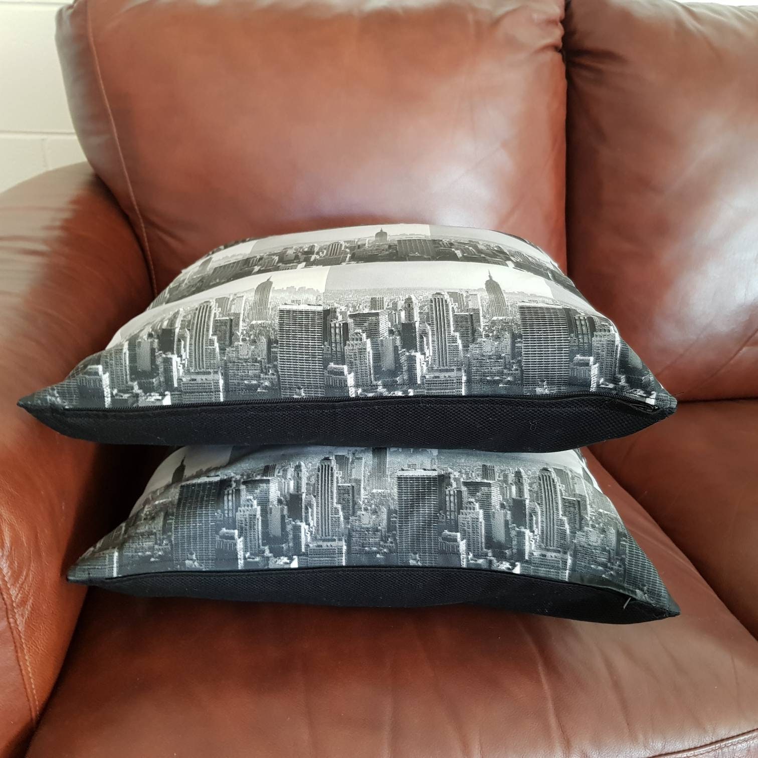 1xBlack and grey cushion cover with zip.New York Etsy