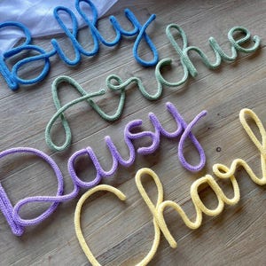 Handmade Acrylic Yarn Knitted Wire Names | Custom | Decor