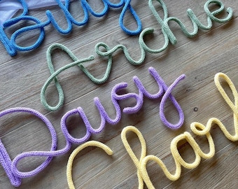 Handmade Acrylic Yarn Knitted Wire Names | Custom | Decor