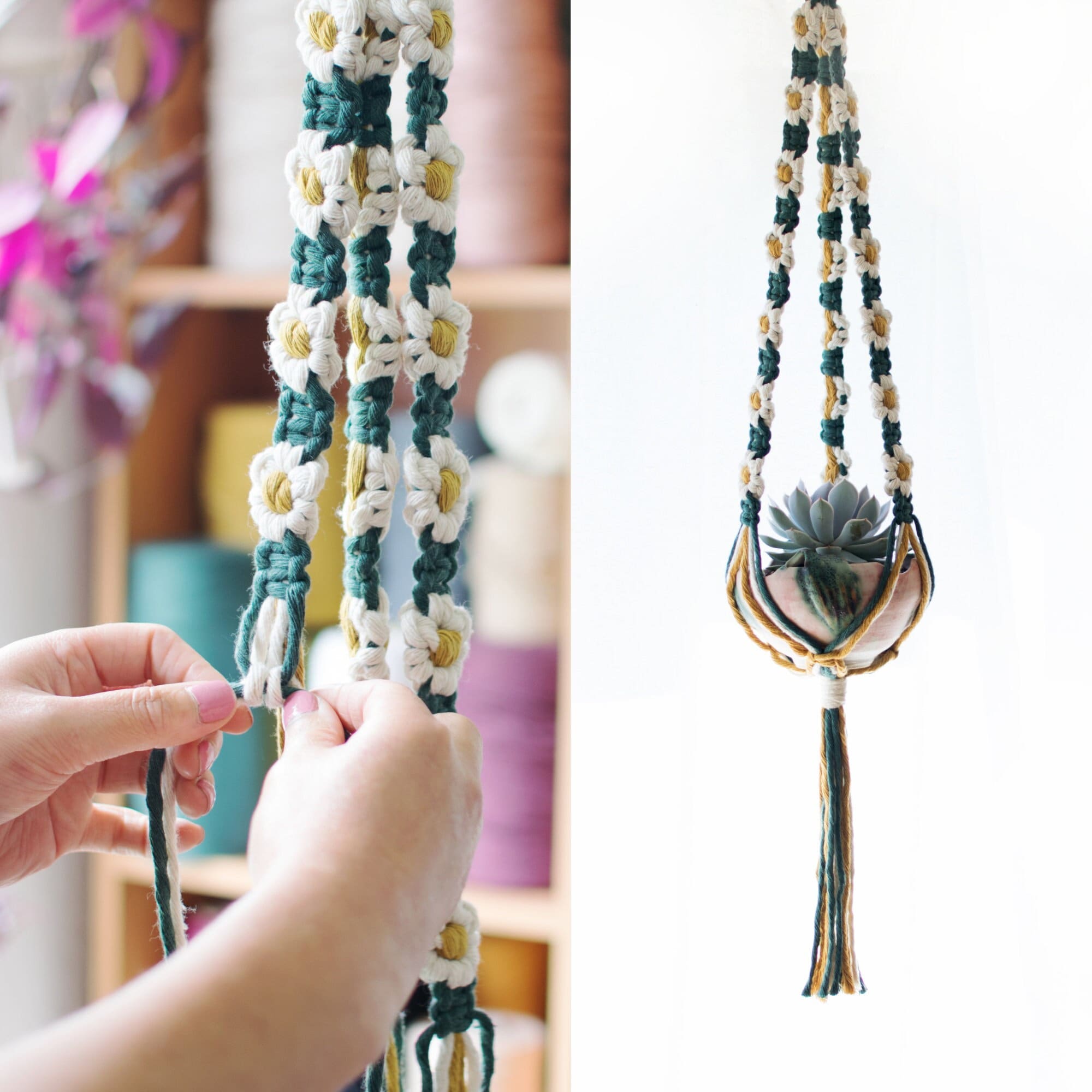 DIY Macrame Kit for Adults Beginners, 4 Macrame Plant Hanger Kit