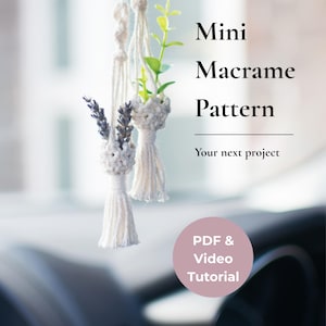 Mini Macrame Pattern PDF, Decorative Hanging Tutorial, One Evening Small DIY Project