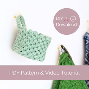 Macrame Hanging Basket PDF Pattern + Video Tutorial, DIY Boho Wall Storage, Intermediate Home Organisation Craft, Printable Instructions