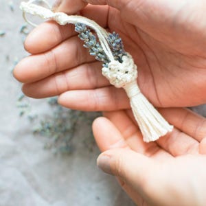 Macrame Car Charm Kit DIY - Mini Boho Rear View Mirror Decor Craft Kit for Beginners.