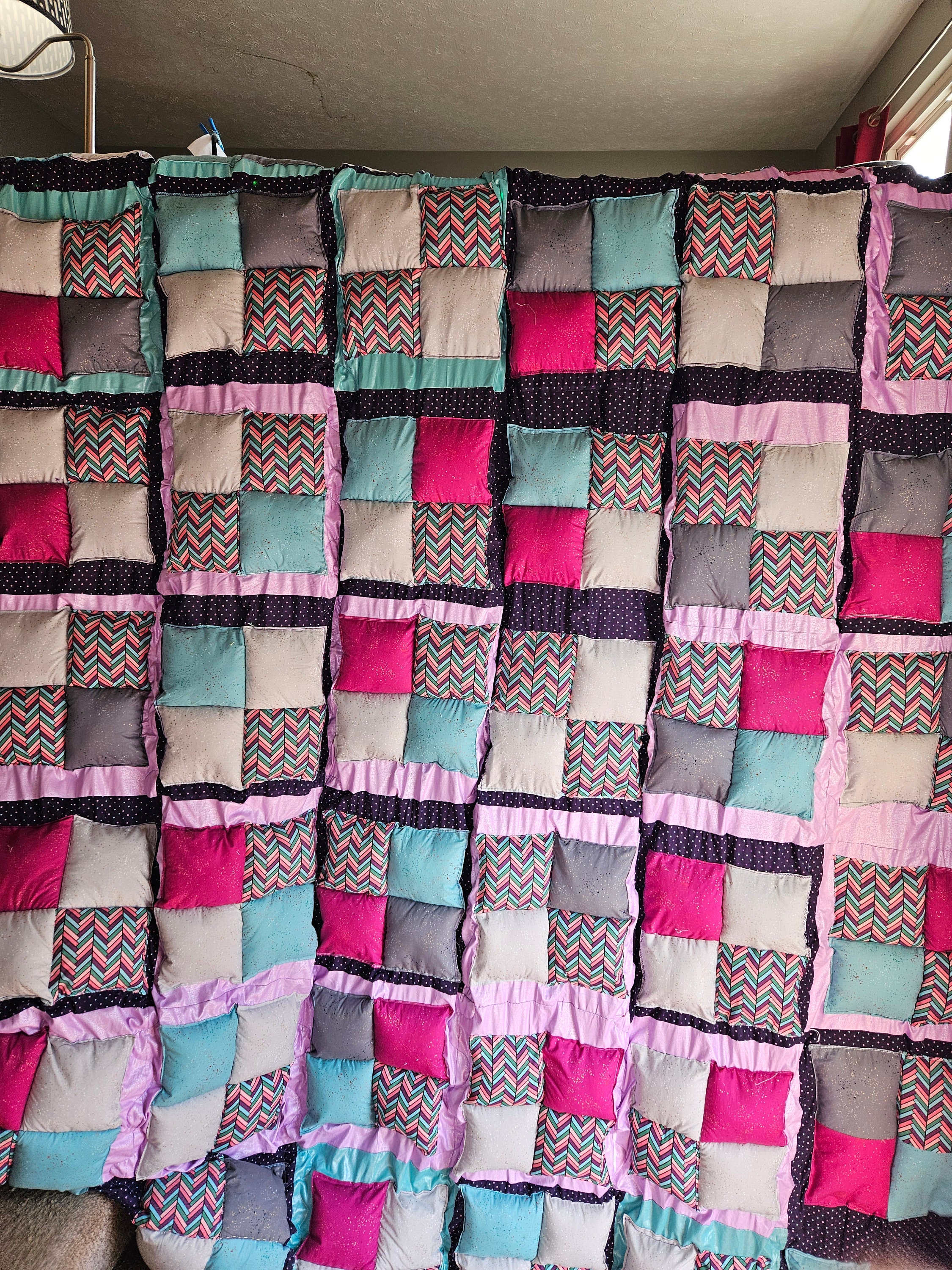 Homemade puff quilt