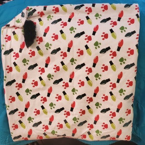 Flannel gift bag with Christmas lights