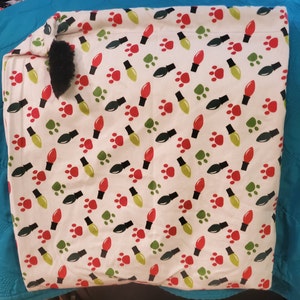 Flannel gift bag with Christmas lights