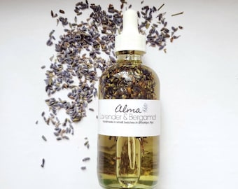 Lavender & Bergamot Body oil + Lavender Body Oil - Infused Body Oil - Hydrating Oil - Massage Oil