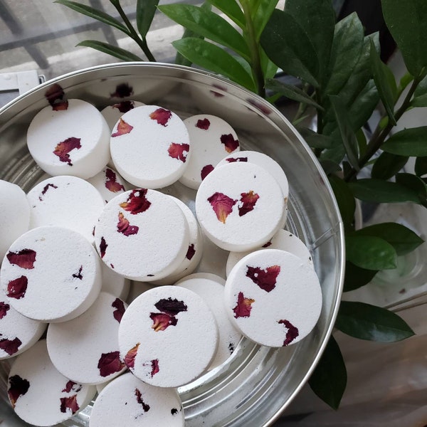 Rose Shower Steamers (6) For Uplifting + Relaxation + stress relief + Spa gift Aromatherapy Shower melts  + self care box