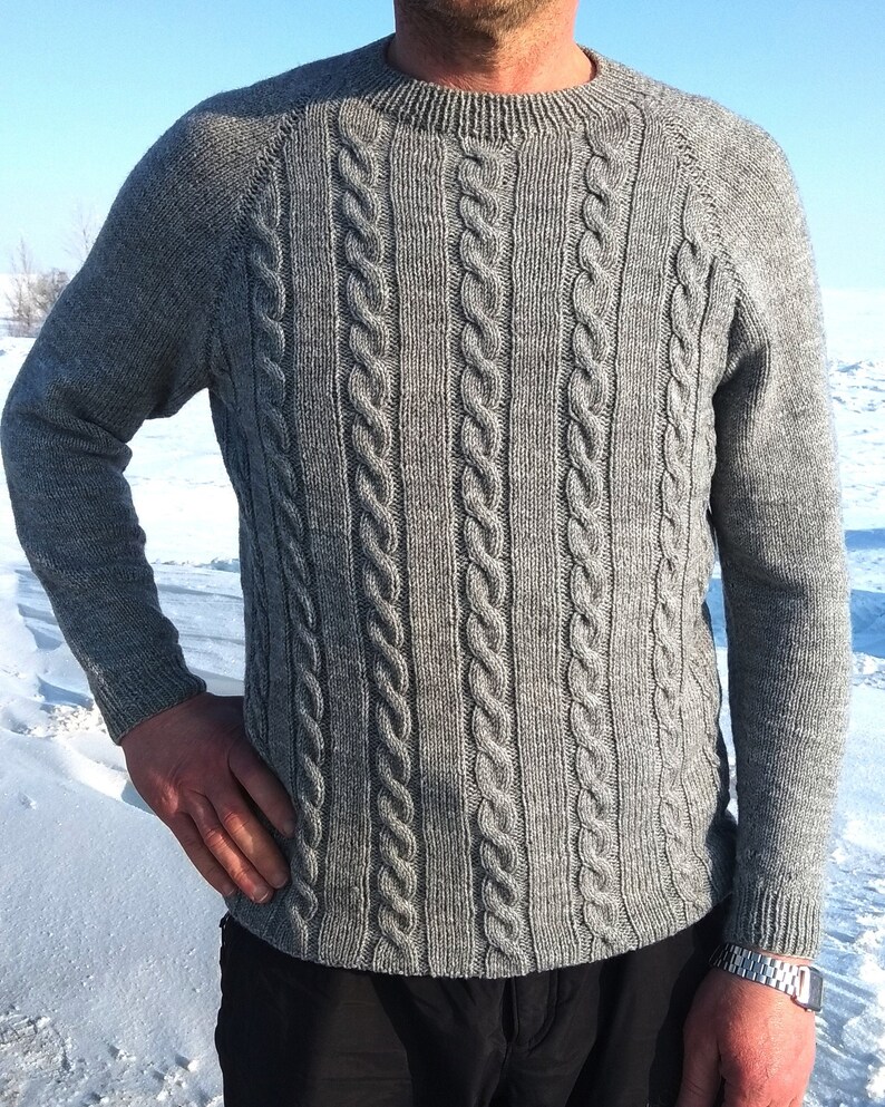 The sweater is in an individual storage bag Men/'s vintage sweater Knit Grey Men/'s Sweater Solid Casual Sweater Thick Hand-knit Pullover
