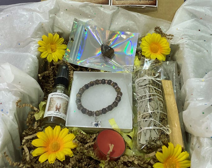 Tiger Eye Bracelet Ritual Kit for Gemini – Confidence & Energy Protection Set with Sage, Palo Santo, Candle and Aura Spray