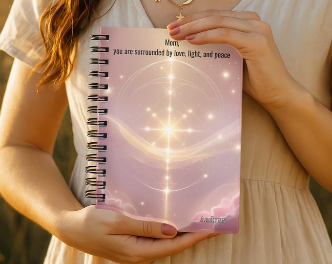 Spiritual Notebook for Mom, Personalized Mothers Day Gift, Custom Name Journal, Energy Inspired Gift from Daughter or Son